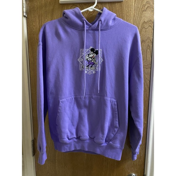 Disneyland 100 Years Of Wonder Purple Embroidered Hoodie Size S Mickey Mouse - Picture 2 of 16